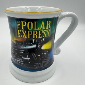 Polar Express Mug Warner Bros Train Aurora Borealis Christmas Movie Cup